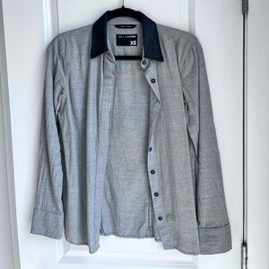 Rag & Bone Grey Shirt with Leather Collar Size XS